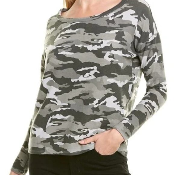 New Chaser Camouflage Knit Boatneck Long Sleeve Pullover Top NWT Medium - Picture 1 of 4